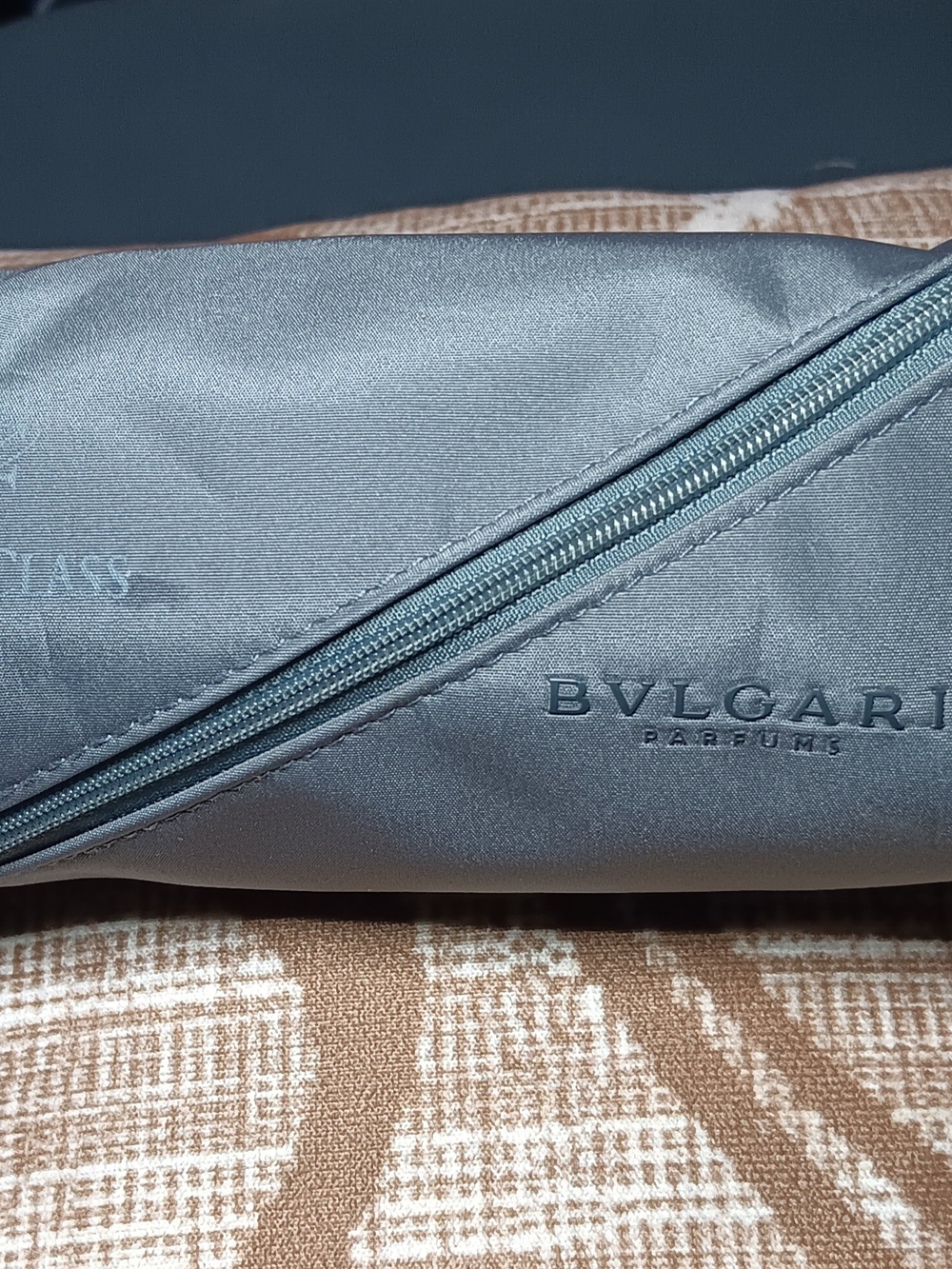 BVLGARI Men's And Women's Gray Travel Pouch